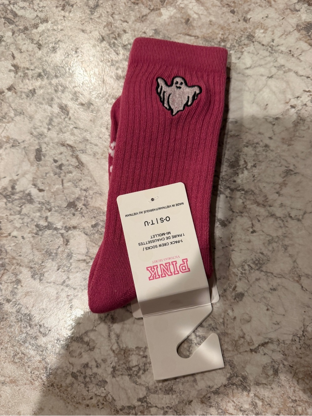VS PINK Halloween Ghost Socks 1 -Pack Crew Socks NEW